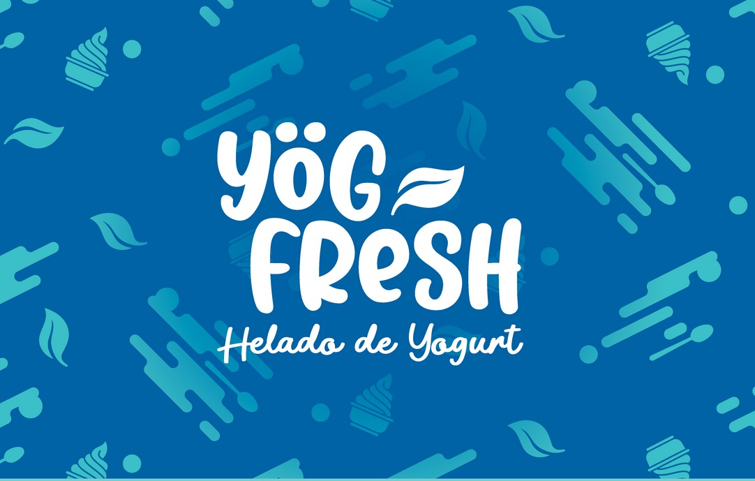 Patrón gráfico oficial de Yög Fresh con hojas, helados y logotipo